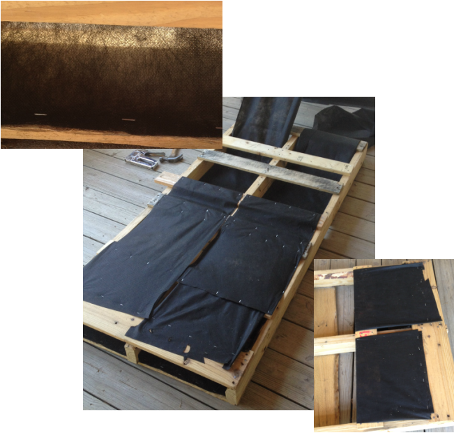 pallet with garden fabric attached