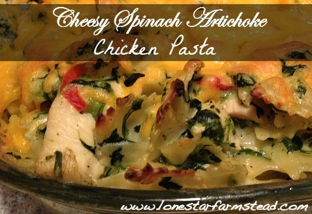 Cheesy Spinach Artichoke Chicken Pasta